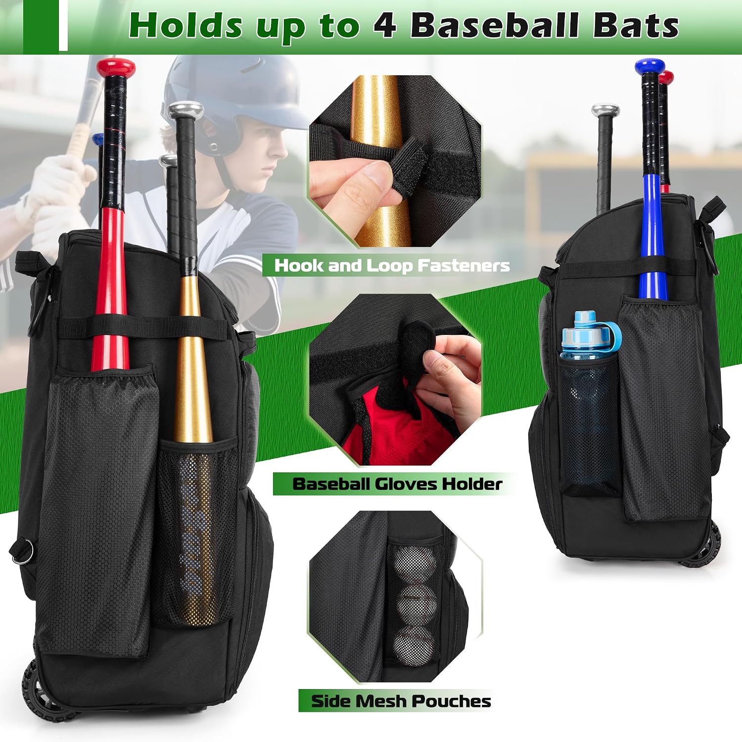 Rolling Baseball Backpack With - đánh giá và giá Sports Equipment Bat